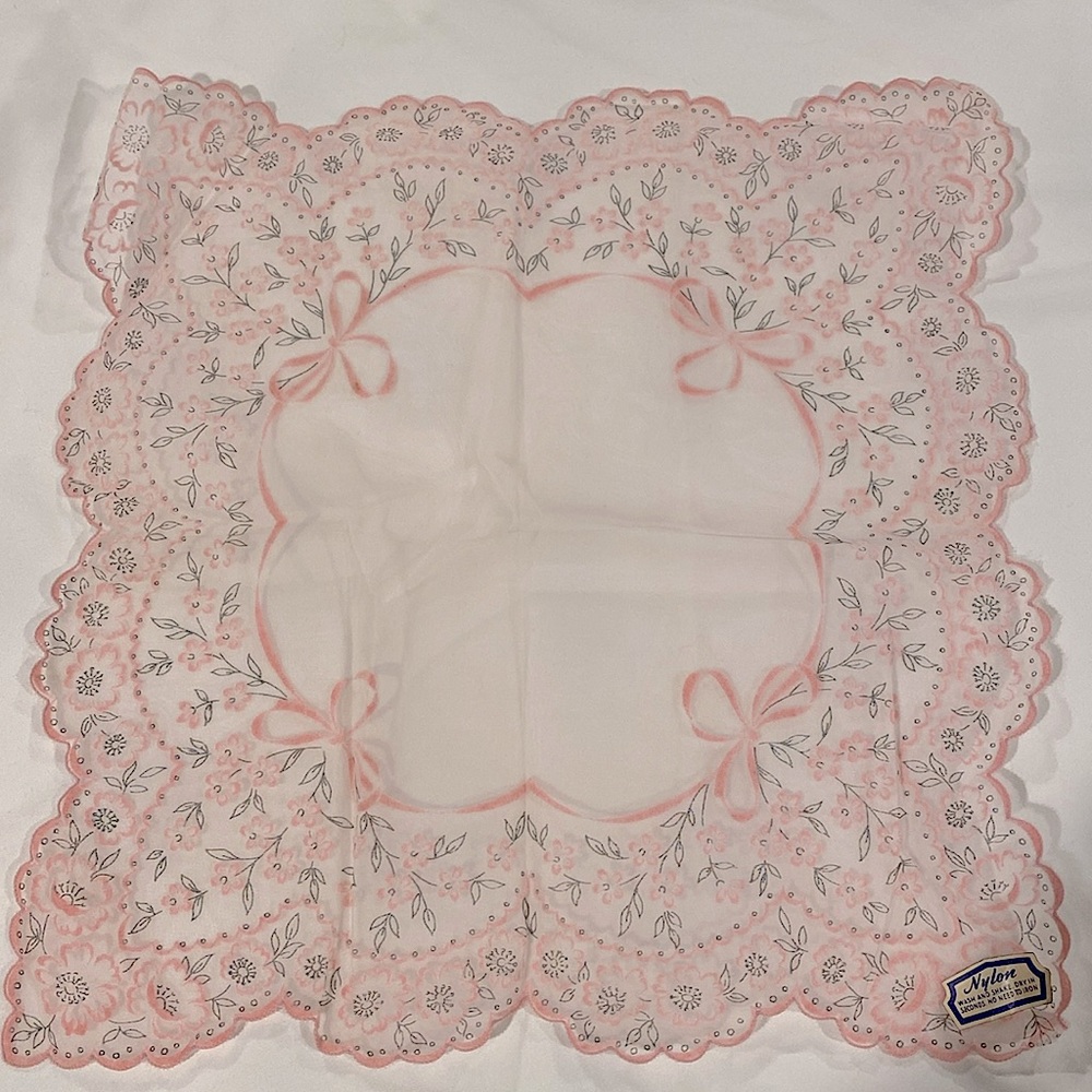 Vintage Nylon Floral Handkerchief
